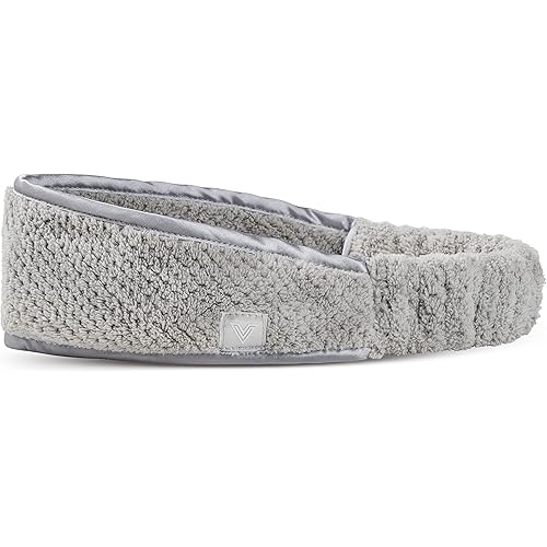 VOLO Luna Gray Spa Headband for Women | Hair Band for Makeup, Washing Face, Skincare, Facial, Shower & More | Ultra-Soft, Absorbent, Stretchy, Non-Slip | Fits All Head Sizes | Microfiber