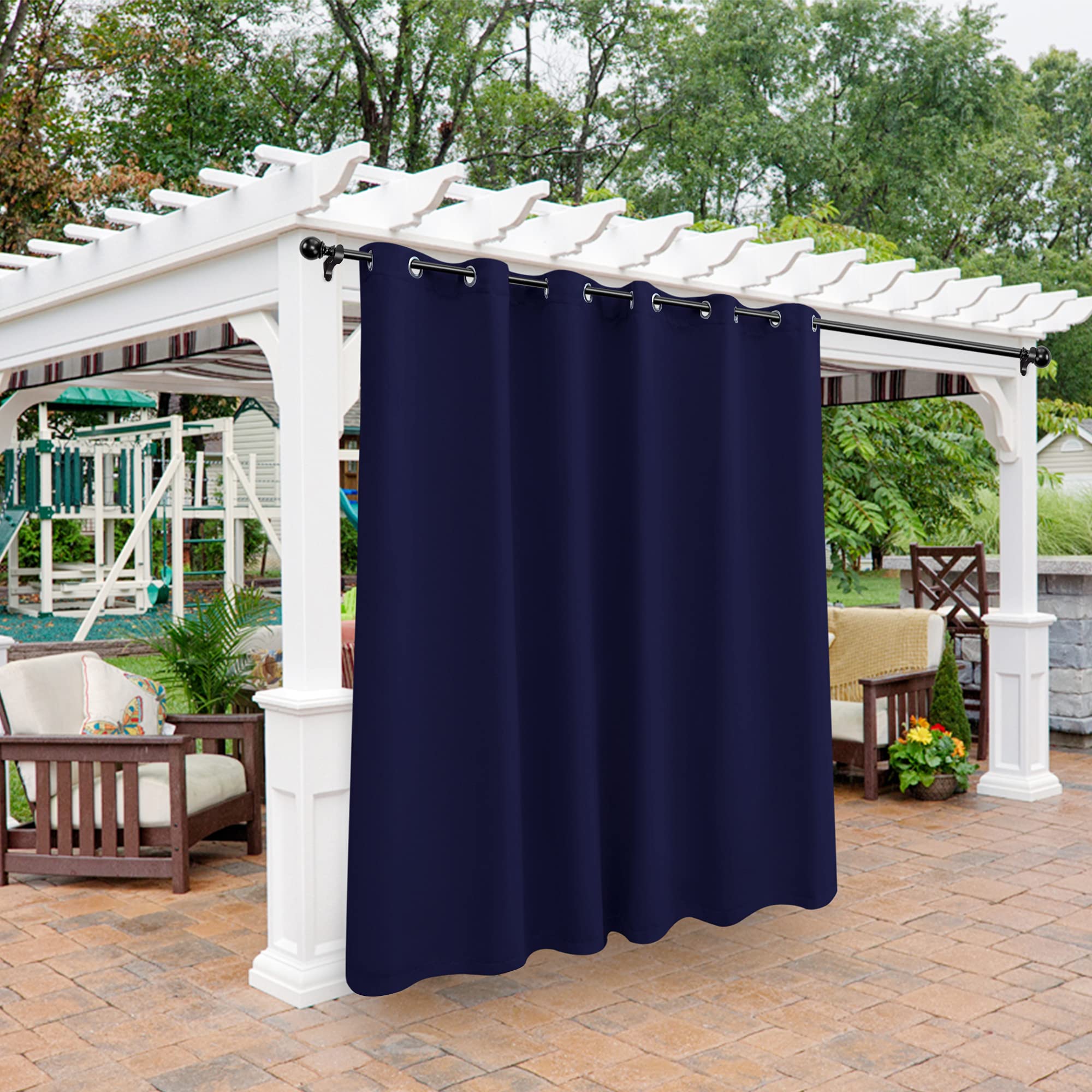 BONZER Waterproof Outdoor Blackout Curtains for Patio - Thermal Insulated, Sunlight Blocking Privacy Grommet Curtains for Gazebo, Porch, Pergola,