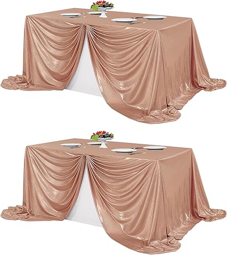 Fitable Mantel de lentejuelas color oro rosa para fiestas, paquete de 2, 90x132 pulgadas, mantel rectangular con purpurina brillante para mesas de 8 disponible en Yaxa Mexico