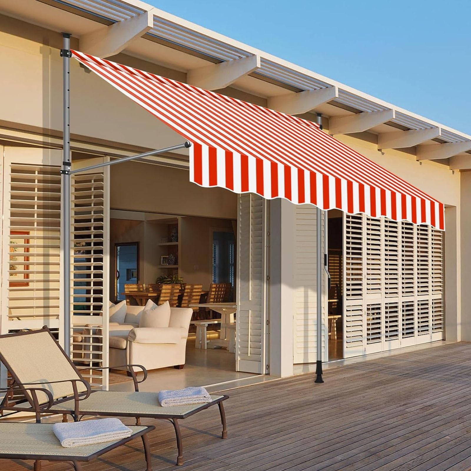 Toldo retráctil manual de 1.5m a 4m de ancho toldo parasol para puerta de patio o ventana exterior