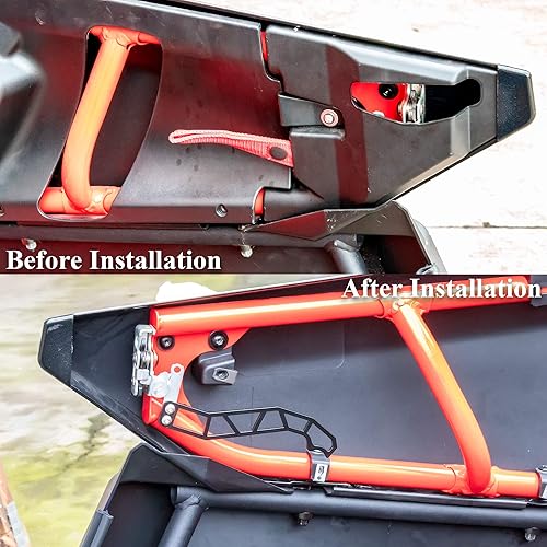 Miniatura 6 de SAUTVS UTV, manijas de puerta de metal personalizadas, pestillos de puerta con recubrimiento en polvo negro para modelos Can-Am Maverick X3 X DS RS