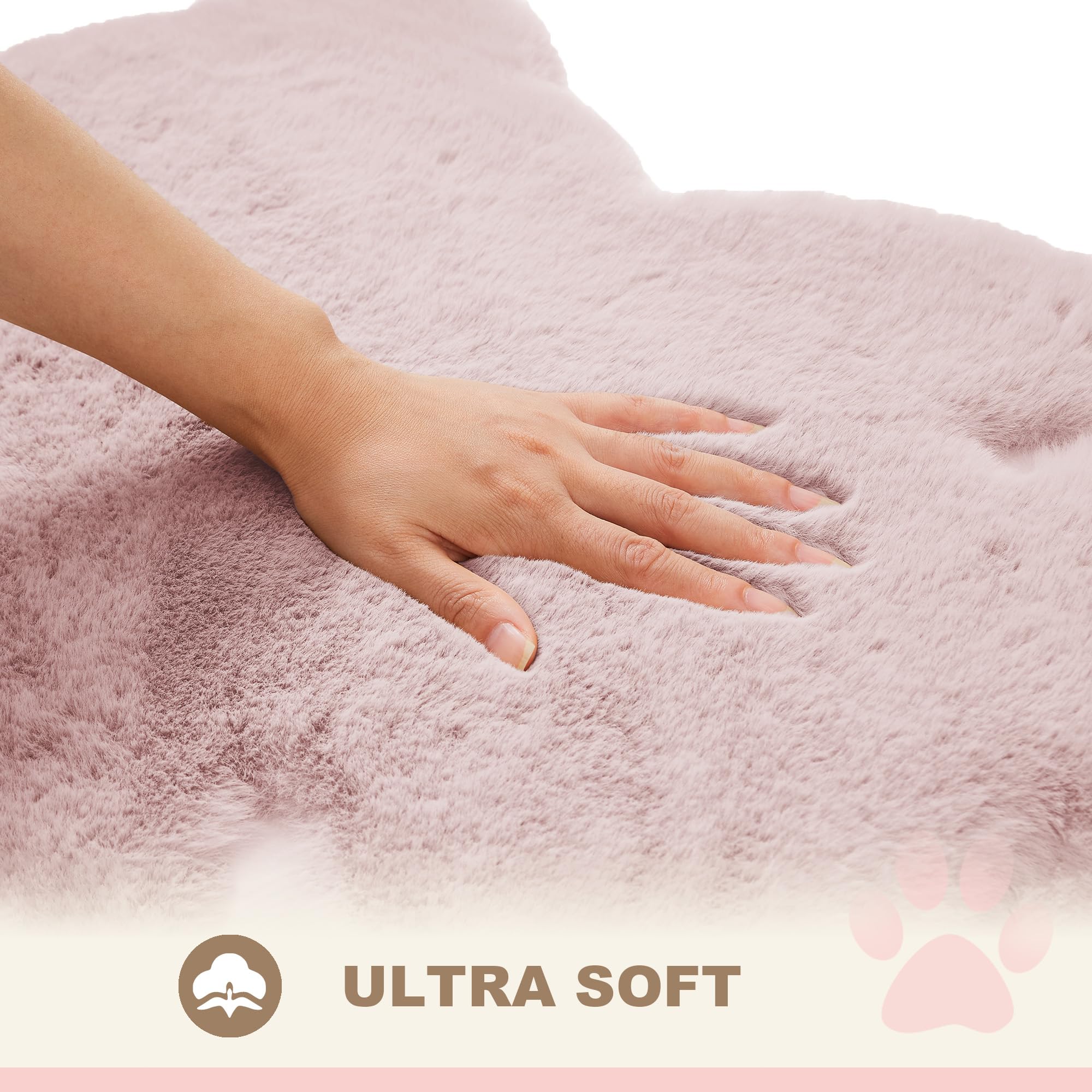 Lot de 2 tapis pelucheux en peau de mouton doux au toucher, peluche soyeuse, hypoallergénique pour chambre à coucher, salon, chambre d'enfant, canapé (45,7 x 61 cm, rose poudré)