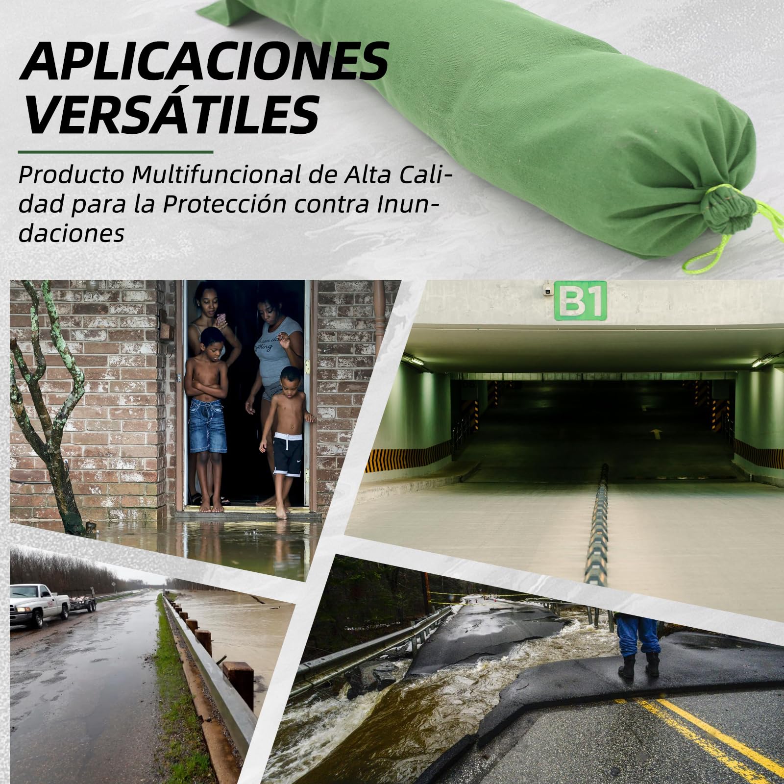 10 sacos de arena, protección contra inundaciones - Sacos de arena para silos sin rellenar - Sacos de silo impermeables y resistentes a inundaciones, lona de silicona (25 x 100 cm) (10)