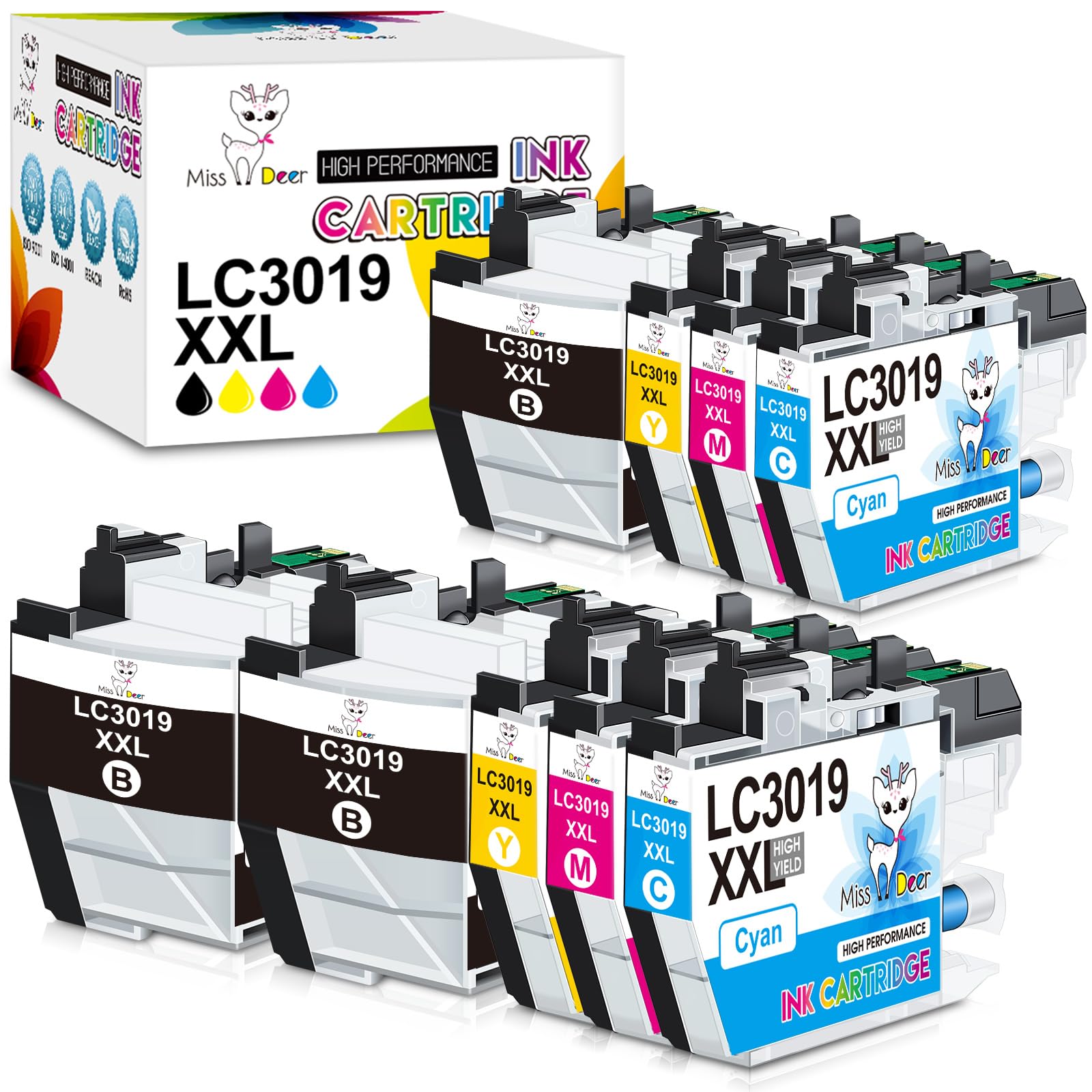 Miss Deer LC3019XXL Ink Cartridges, Compatible Replacement Ink for Brother LC3019 3019 LC3019XXL, Work for MFC-J6930DW MFC-J6530DW MFC-J6730DW