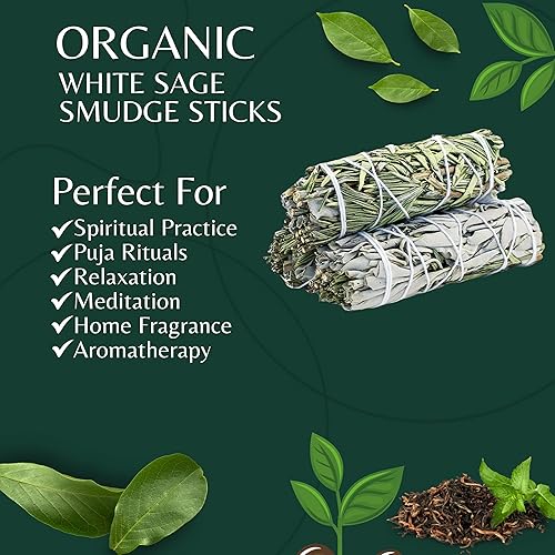 Vista 22 de Paquete de 3 barras de mezcla de salvia blanca para limpieza, meditación, yoga y manchas, salvia blanca orgánica mezclada con canela, copal, ruda