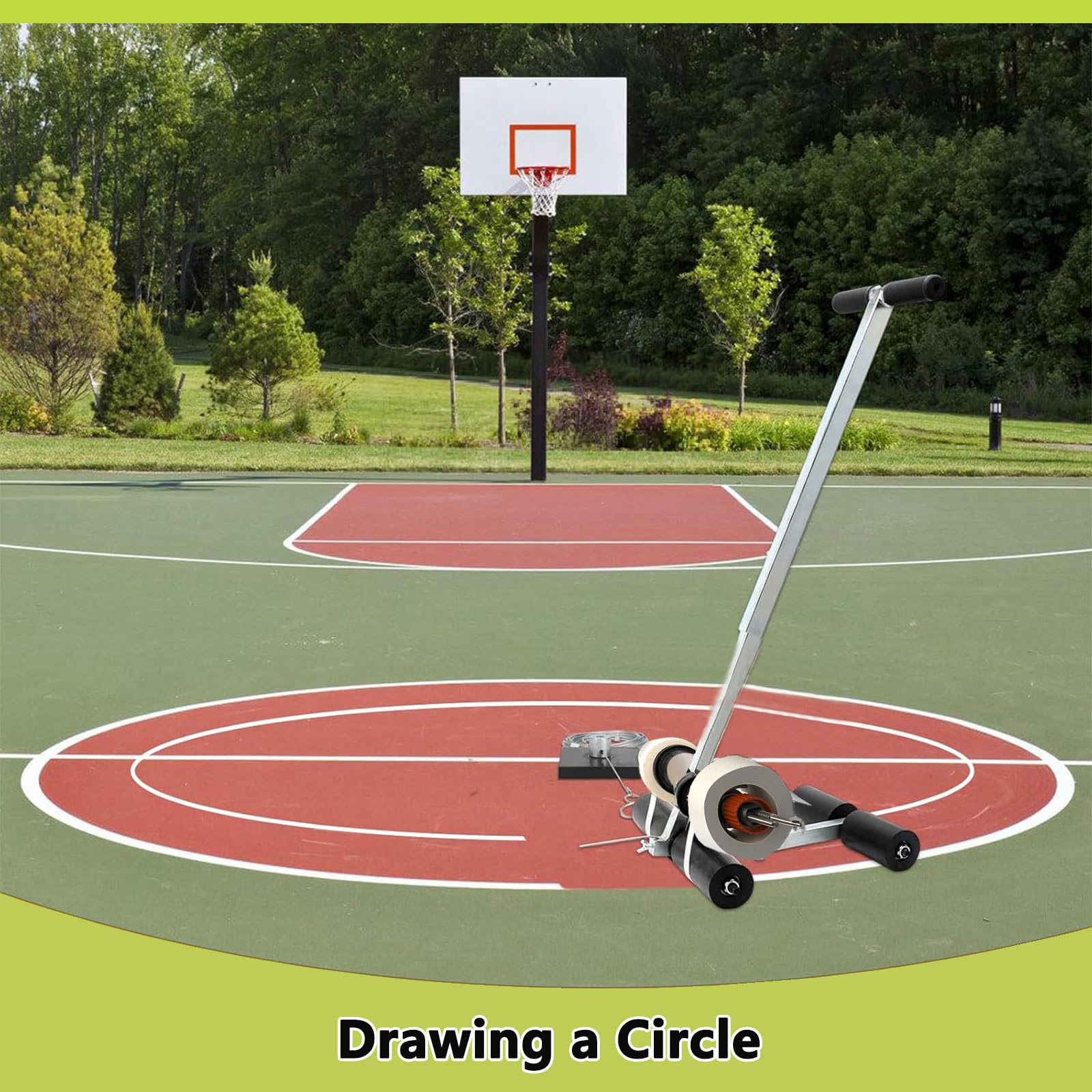 Aplicador de cinta de suelo y máquina de trazado de líneas con rodillo de goma para estacionamientos, canchas de baloncesto y señalización de carreteras
