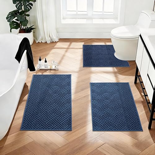 Miniatura 17 de YIHOUSE Alfombras de baño negras de 17 x 24 pulgadas, de secado rápido, antideslizantes, absorbentes, lavables a máquina, alfombra de baño fina
