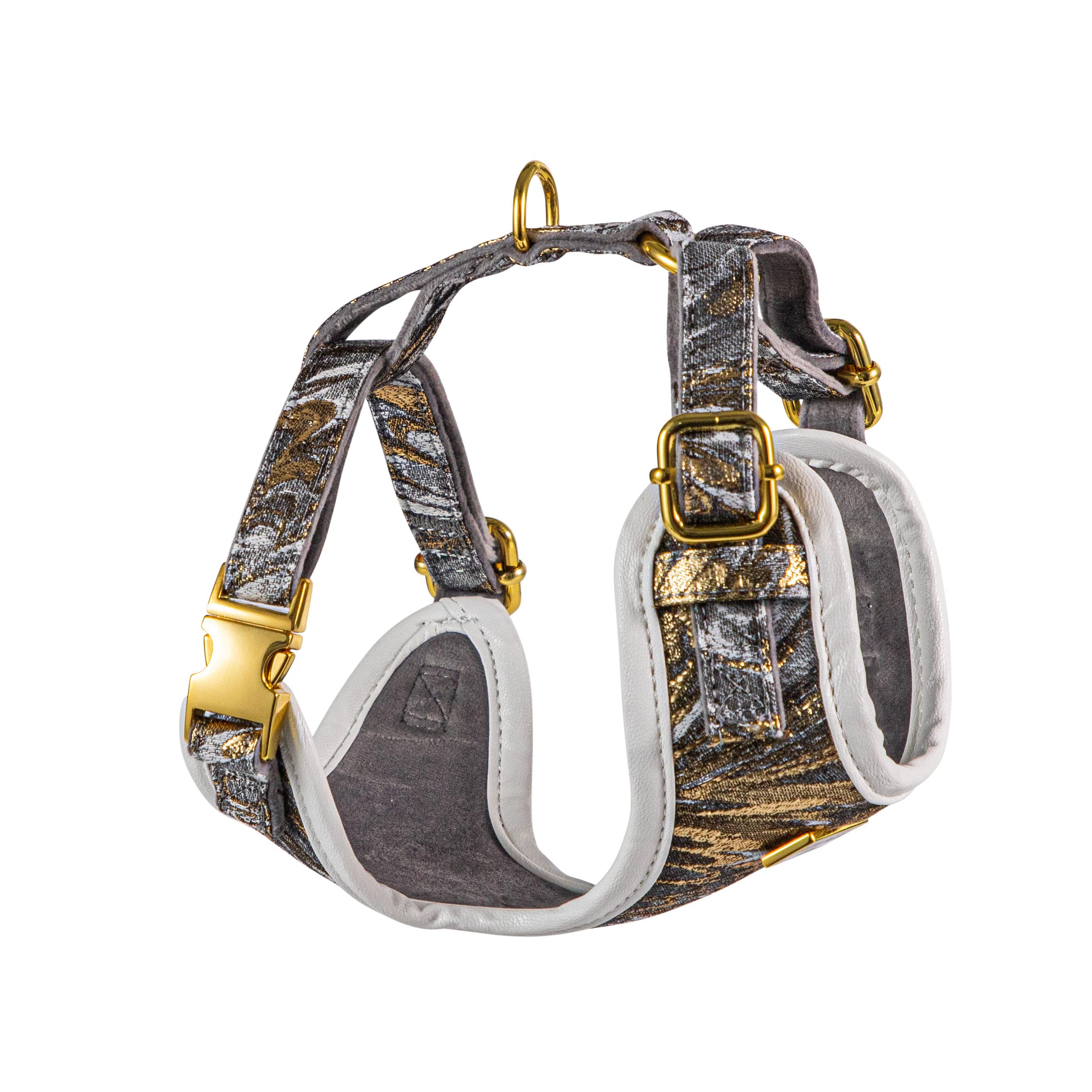 Fluffy Tailers Luxury Velvet Gold Occasion Dog Adjustable No Pull Harness with Breathable Chest Strap for Small & Medium Sized Dogs - Image 4