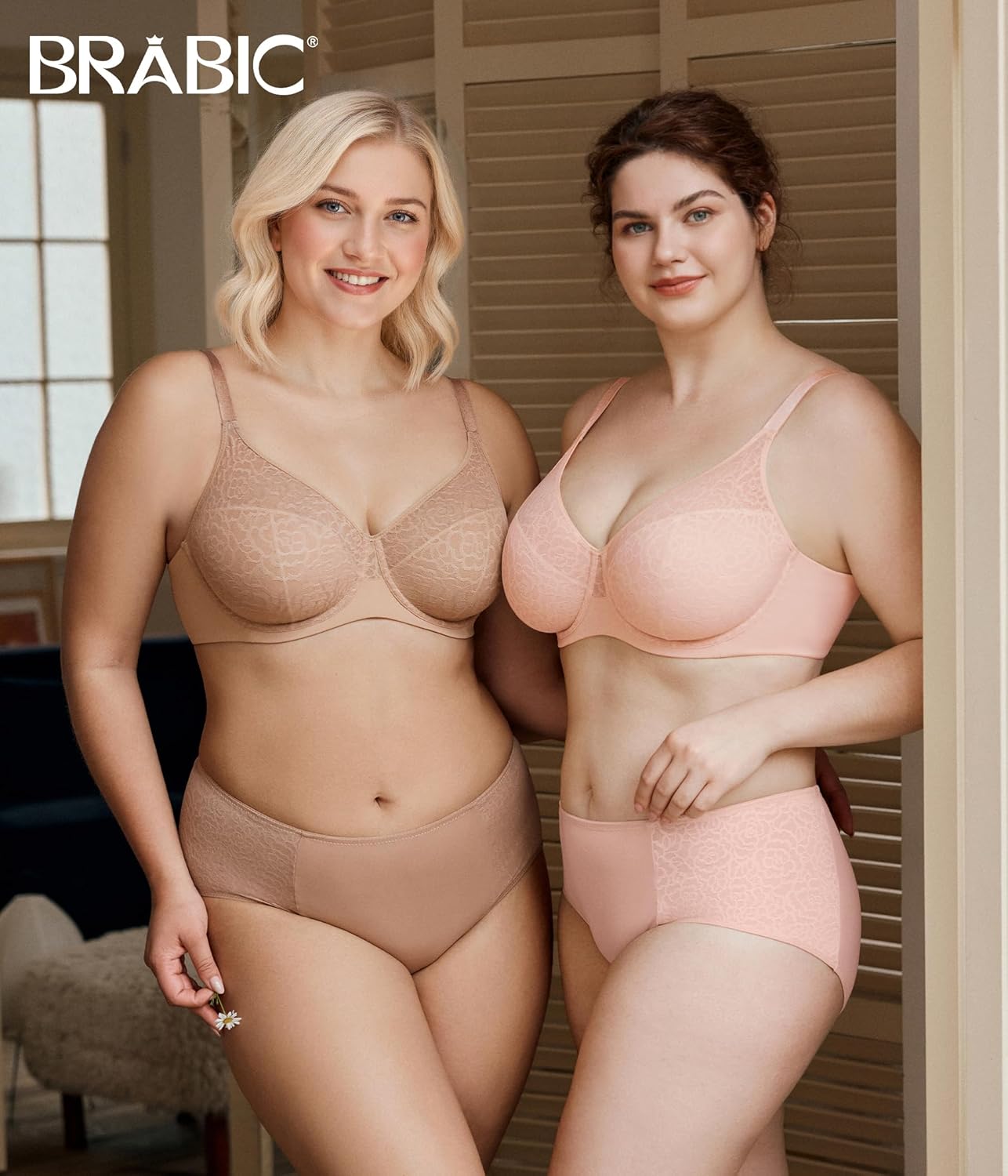 BRABIC Minimizer Bras for Women Full Coverage Plus Size Floral Lace Bra with Underwire Support for Large Bust - Image 7
