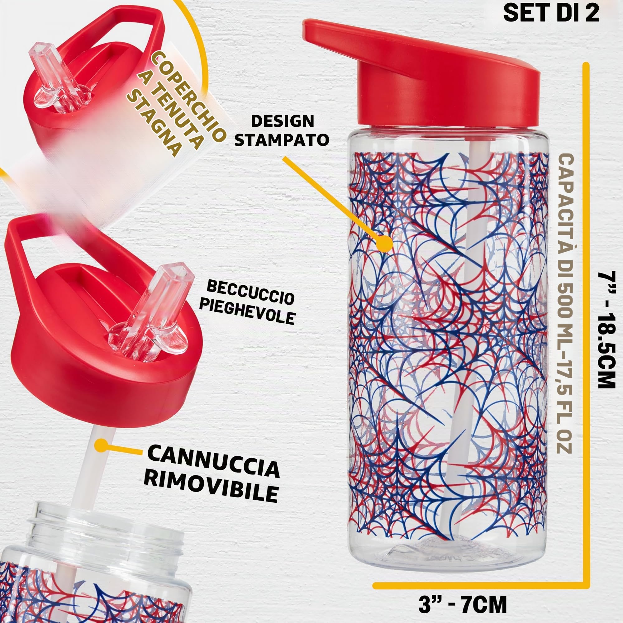 Get Trend Marvel Spiderman Zaino Bambino con Borraccia 500ml, Set Zaino Scuola e Tempo Libero, Scuola, Sport e Viaggio, Regalo Bambini (Multi Spiderman)