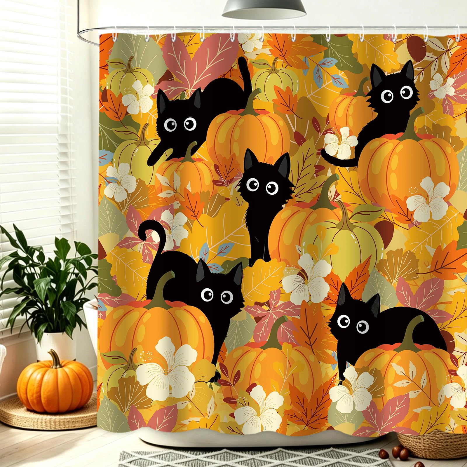 APROPHIC Fall Shower Curtain for Bathroom Black