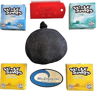 Sticky Bumps Plus Fireball Wax Remover, Flexcomb Scraper, Total of 4 Bars of Wax: 2 Tropical, 1 Base Coat and 1 Cool