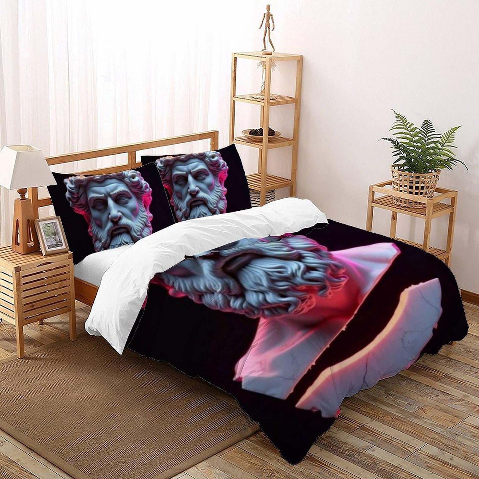 Housse de couette double microfibre 3D 200x200cm pour lit garçon avec ses 2 taies d'oreiller assorties