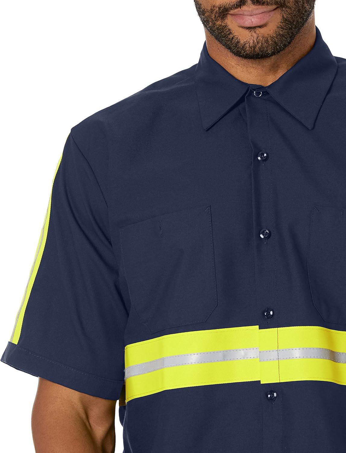 Red Kap Mens Short Sleeve Enhanced Visibility Industrial Work ShirtShirt - Image 3