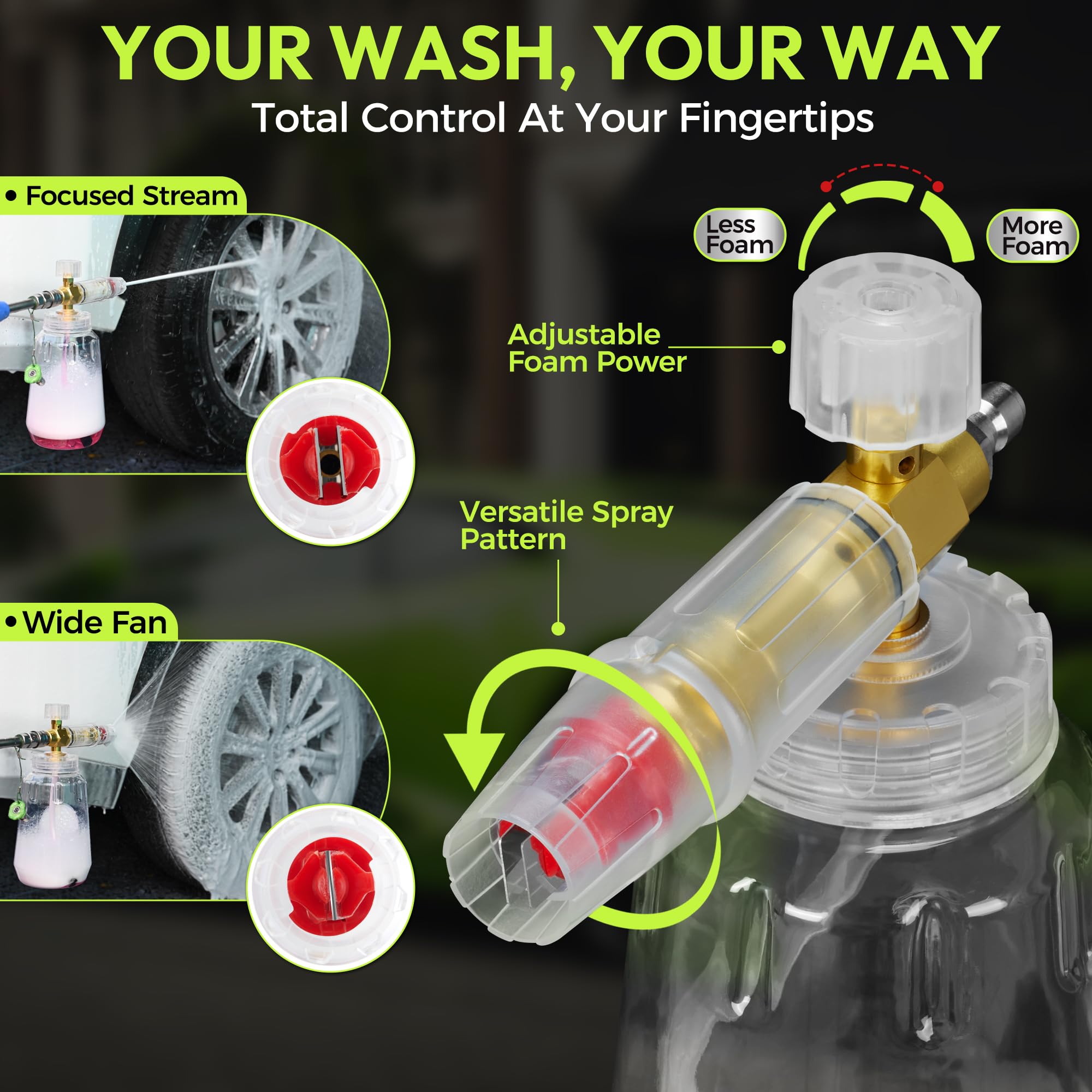 AutoManiacs Foam Cannon for Pressure Washer Not Garden Hose Adjustable Car Wash Sprayer with 1 4 Inch Quick — view 4