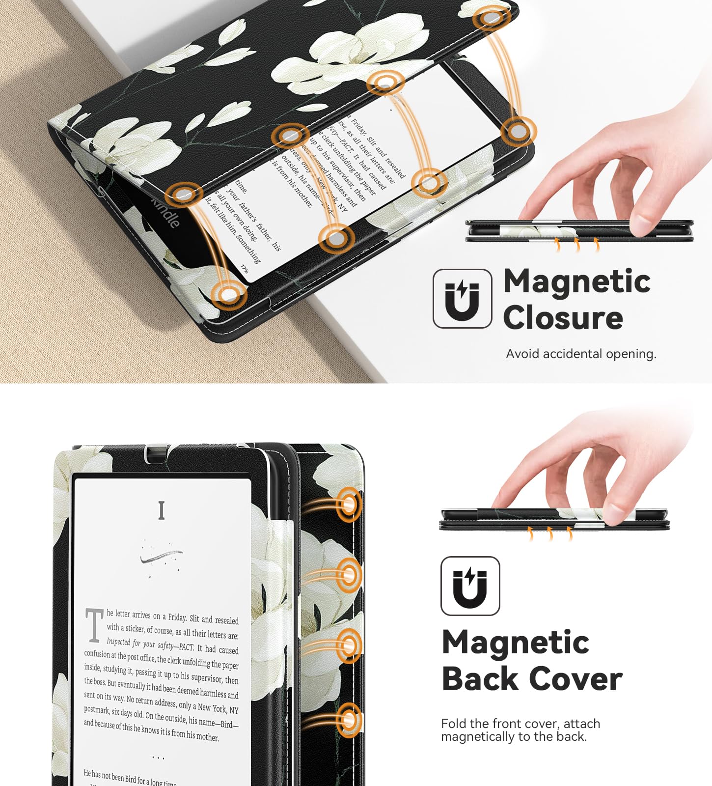MoKo Case for 7"/6.8" eBook Reader(12th/11th Gen 2024/2021), Magnolia