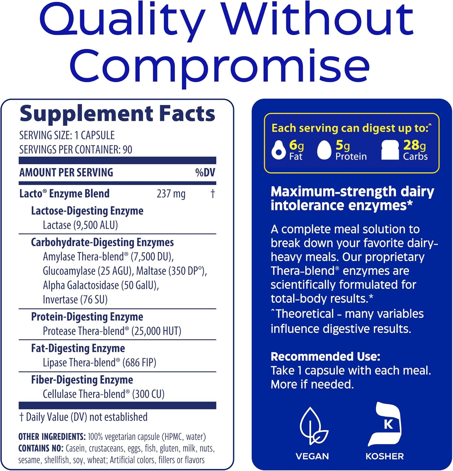 Enzymedica Lacto, Advanced Lactase Pills for Dairy Support, Helps Break Down Lactose, Casein & Fat, Dairy Relief Pills, Vegan, 90 Capsules - Image 7