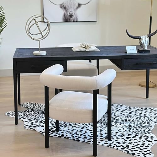 Miniatura 3 de LIVINOVA Juego de 2 sillas de comedor modernas de mediados de siglo, sillas tapizadas de cocina y comedor con brazos, sillas decorativas de lino de