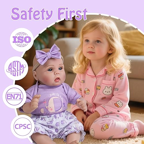 Miniatura 38 de Milidool Muñecas de bebé Reborn de 18 pulgadas, muñeca realista de bebé recién nacido, muñecas de silicona de aspecto real, con accesorios completos