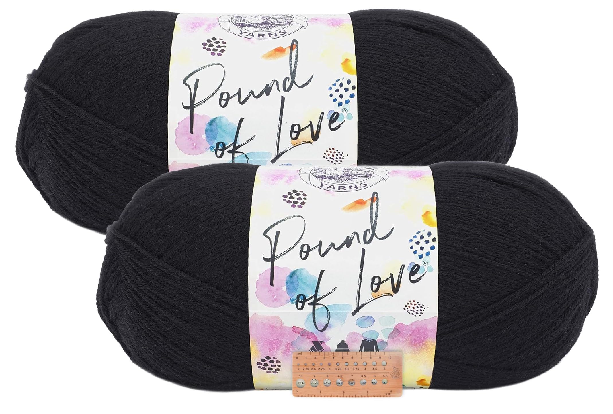 Fil Lion Brand Pound of Love noir lot de 2 pelotes premium pour tricot d'une douceur infinie