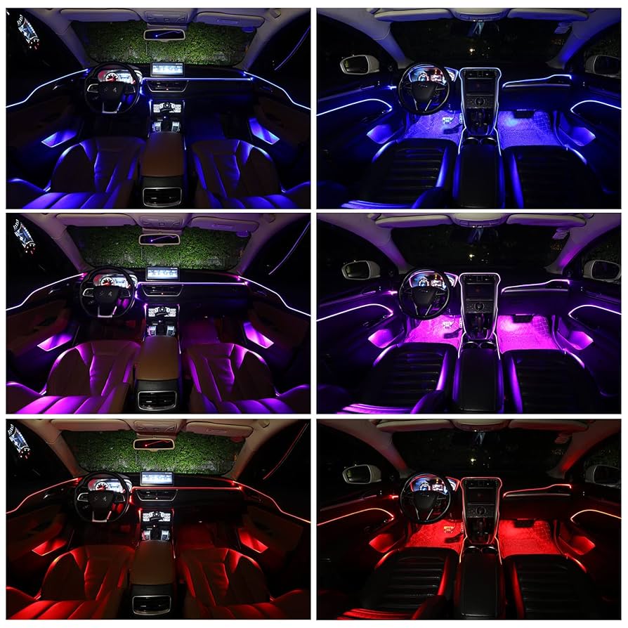 Ligrel Car LED Lights Interior Wireless 5 In 1 RGB Ambient Lighting Kit With 236" Fiber Optic, 16 Million Colors, APP Music Sync, Waterproof Strip Lights For Cars, Trucks, SUVs