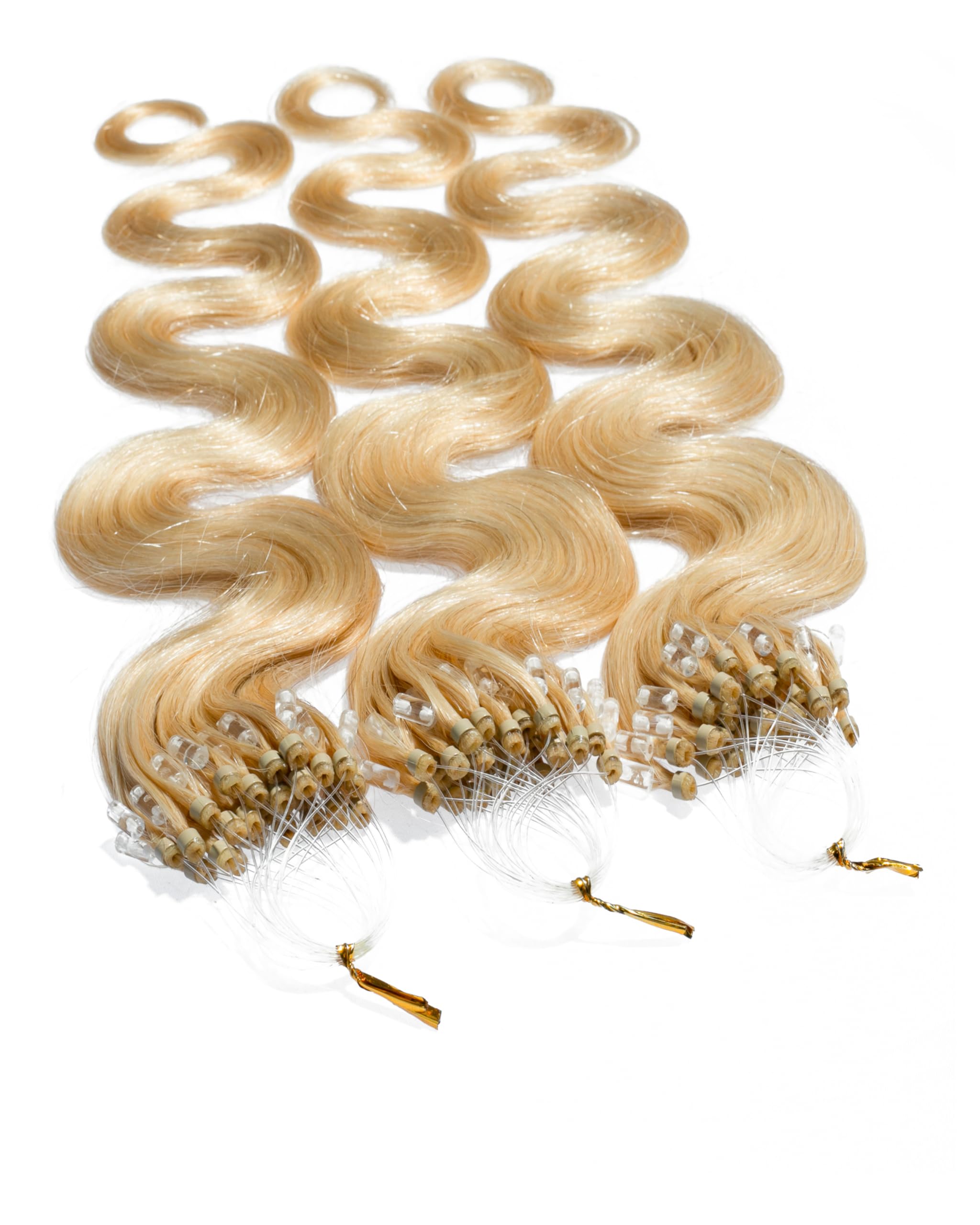 Hair2heart Microring Loop Extensions – 200 X 1g Echthaar, 50 Cm, Glatt, #14 Dunkelblond, Schonende Haarverlängerung