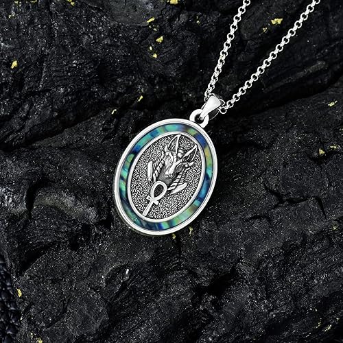 Vista 6 de PROESS Regalos de Navidad de plata de ley ValknutAnubisSatánicoBaphometIcarus SunSan JorgeSan JesofCorderoSeñor de los anillos, collar para hombres