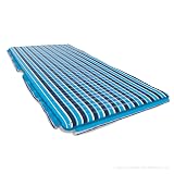 AQUA - Colchón flotante grande tipo isla con cremalleras expandibles, capacidad de 1000 libras Flotador de alberca, para lago y océano, resistente, rayas blancas/azul marino