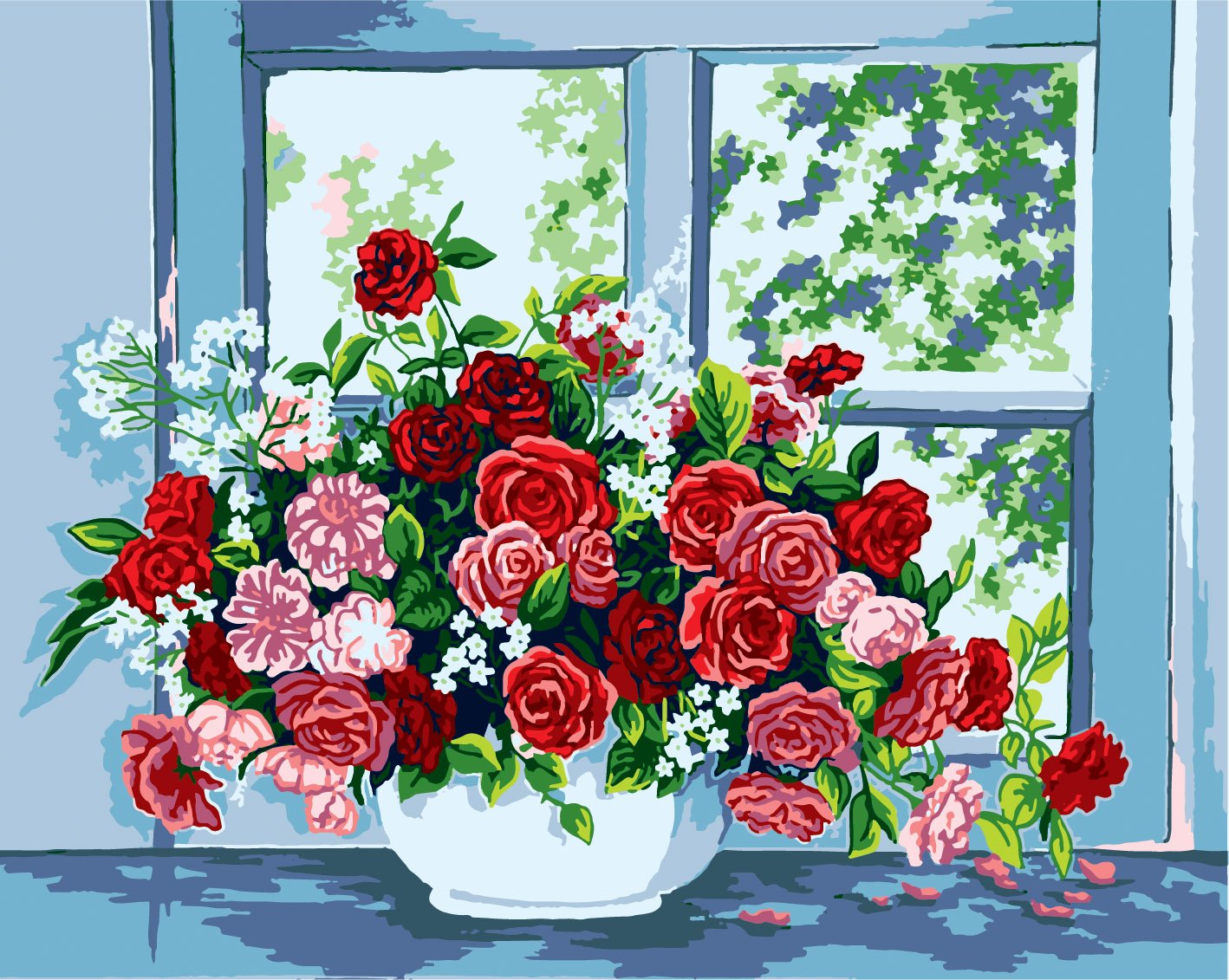 Collection D'Art 11399 - Kit per ricamo a punto croce, tela dipinta a punto croce, motivo: gobelin, fiori, 50,8 x 61 cm