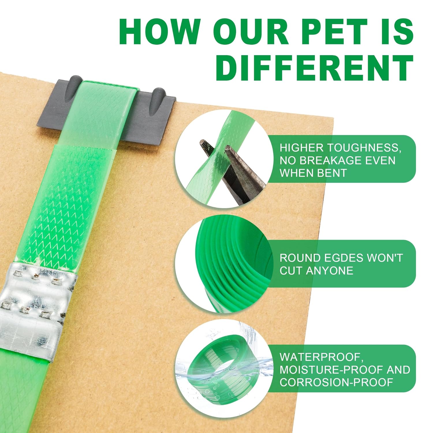 Pallet Packaging Banding Strapping Kit -Packaging 5/8" x 1000’ Polyester (PET) Strapping with Self Dispensing Box Kit，1400 lbs Break Strengt