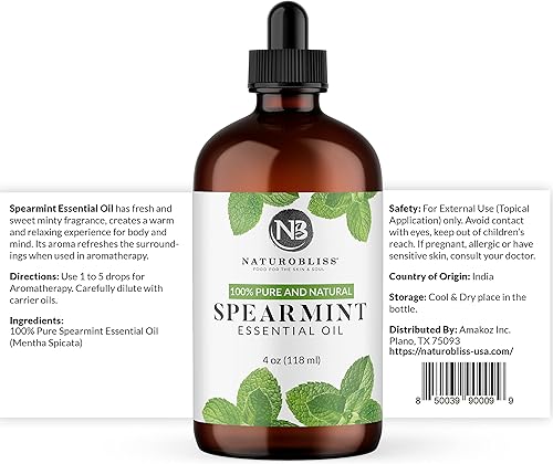 Miniatura 4 de NaturoBliss Aceite esencial de menta verde, 100% puro y natural, grado terapéutico, aceite de menta verde de alta calidad, 4 onzas líquidas,