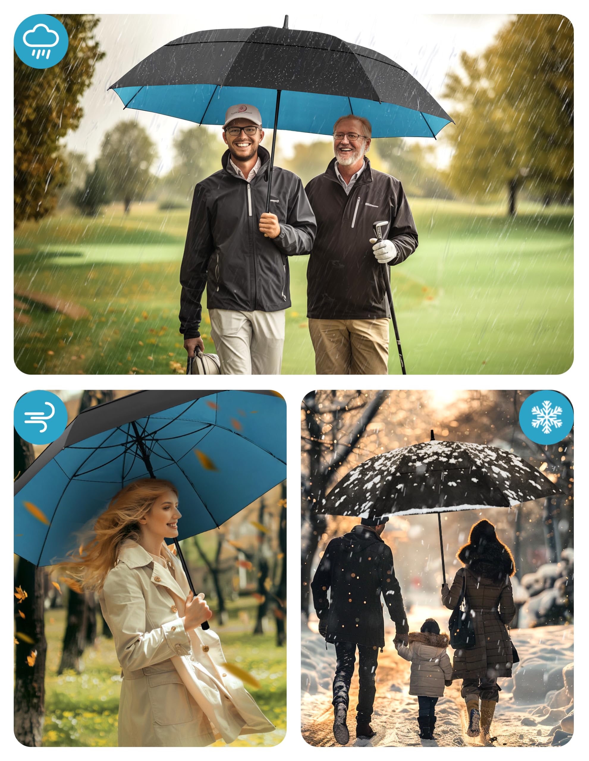 TECKNET Golfschirm 68 Inch Regenschirm Groß XXL Sturmfest Doppelt Überdachung Belüftet Automatisches Öffnen EVA-Griff