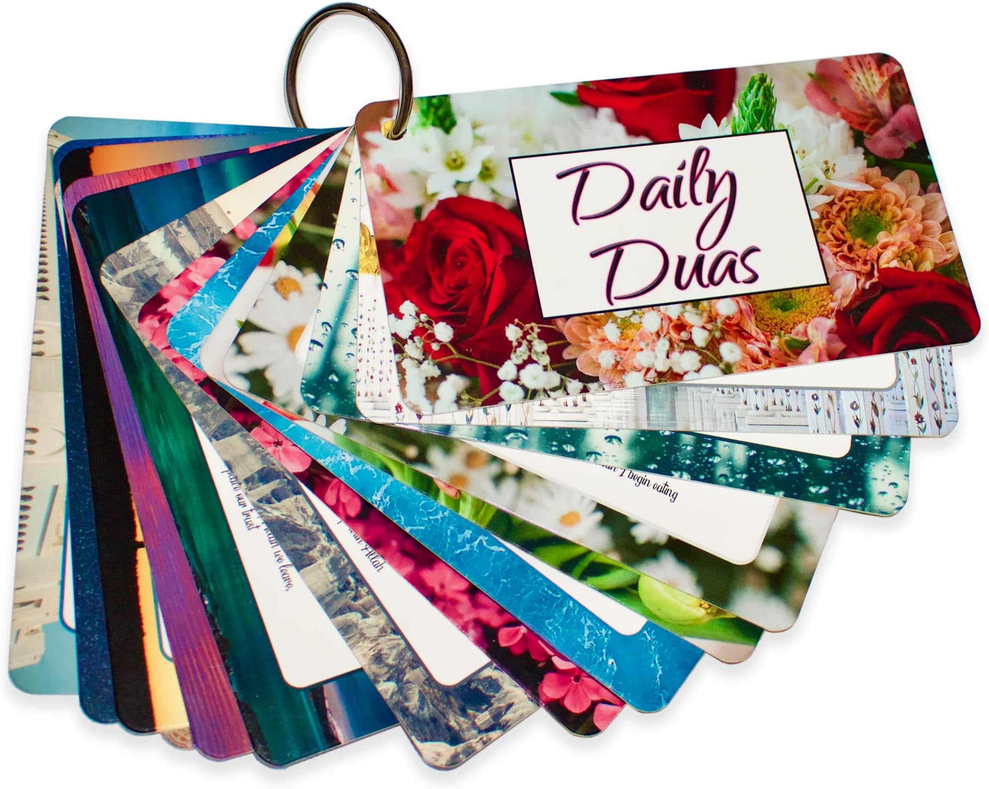 15 Islamic Daily Dua Cards (1 Set) // Islamic gifts for kids and adults, Glossy sturdy cardboard, Various daily Quran english translation duas, Ramadan Gift Eid Gift, Sadqah Jariya gift (7.5cm x 13cm)