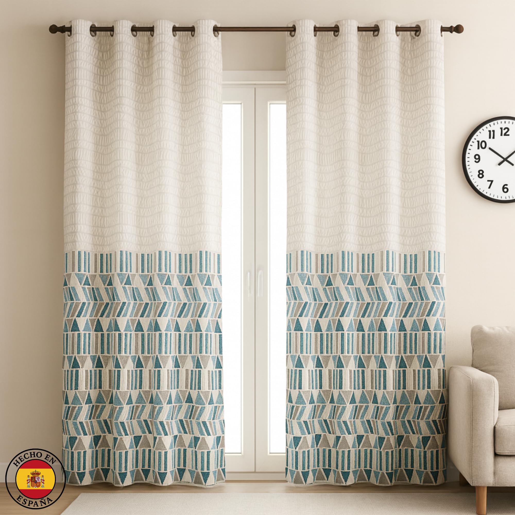Cortinas Para Salon Y Dormitorio Opacas | 150x260 cm 1 Pieza | Bloquea Luz Y Garantiza Privacidad | Tejido de Algodón Suave y de Calidad | Visillo Moderno y Elegante | Diseño Exclusivo Hecho en España