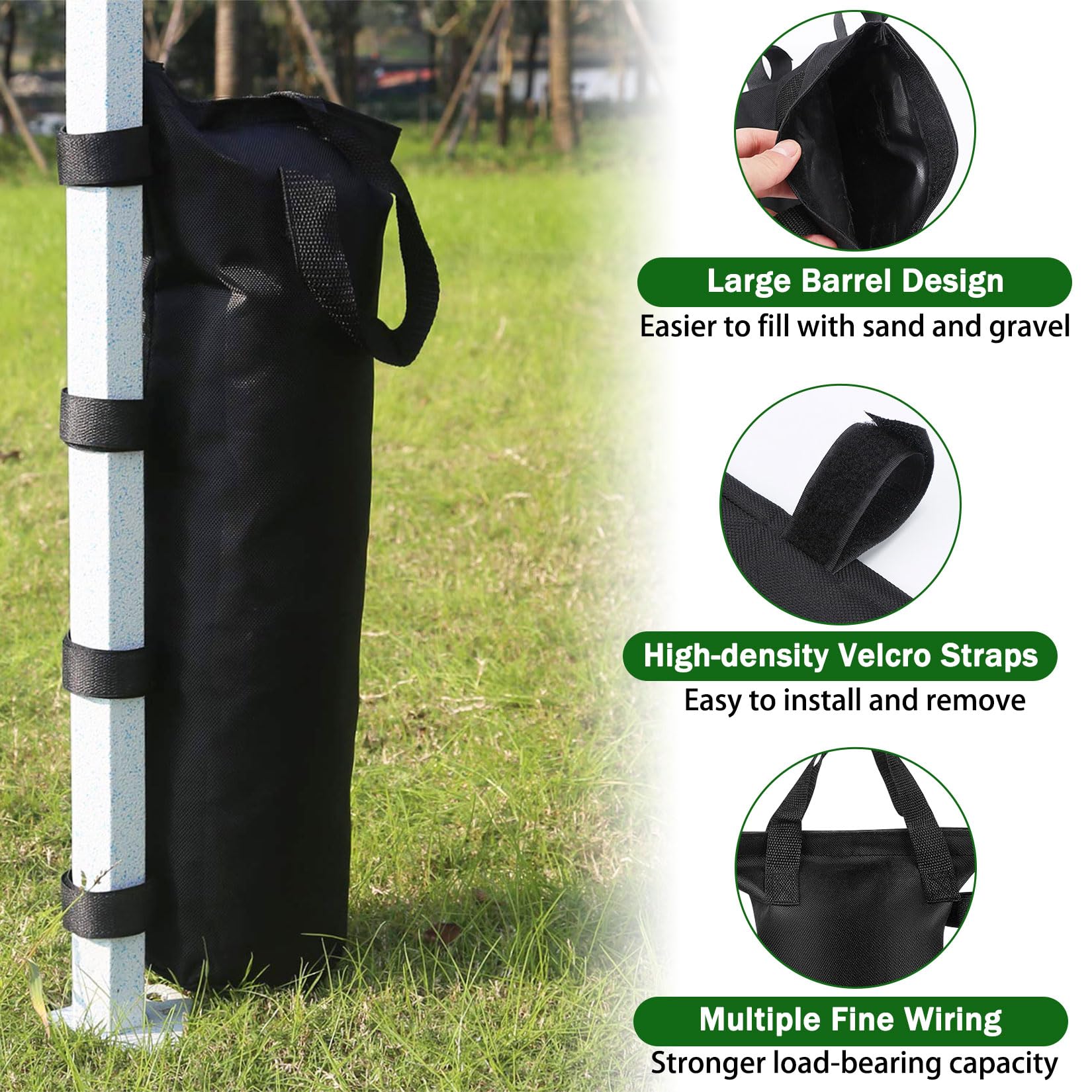 Lot de 8 poids pour tonnelle, poids de tonnelle, sacs de sable Oxford 800D pour lestage avec clou fixe, lestage pour camping, tentes, parasols, tonnelle