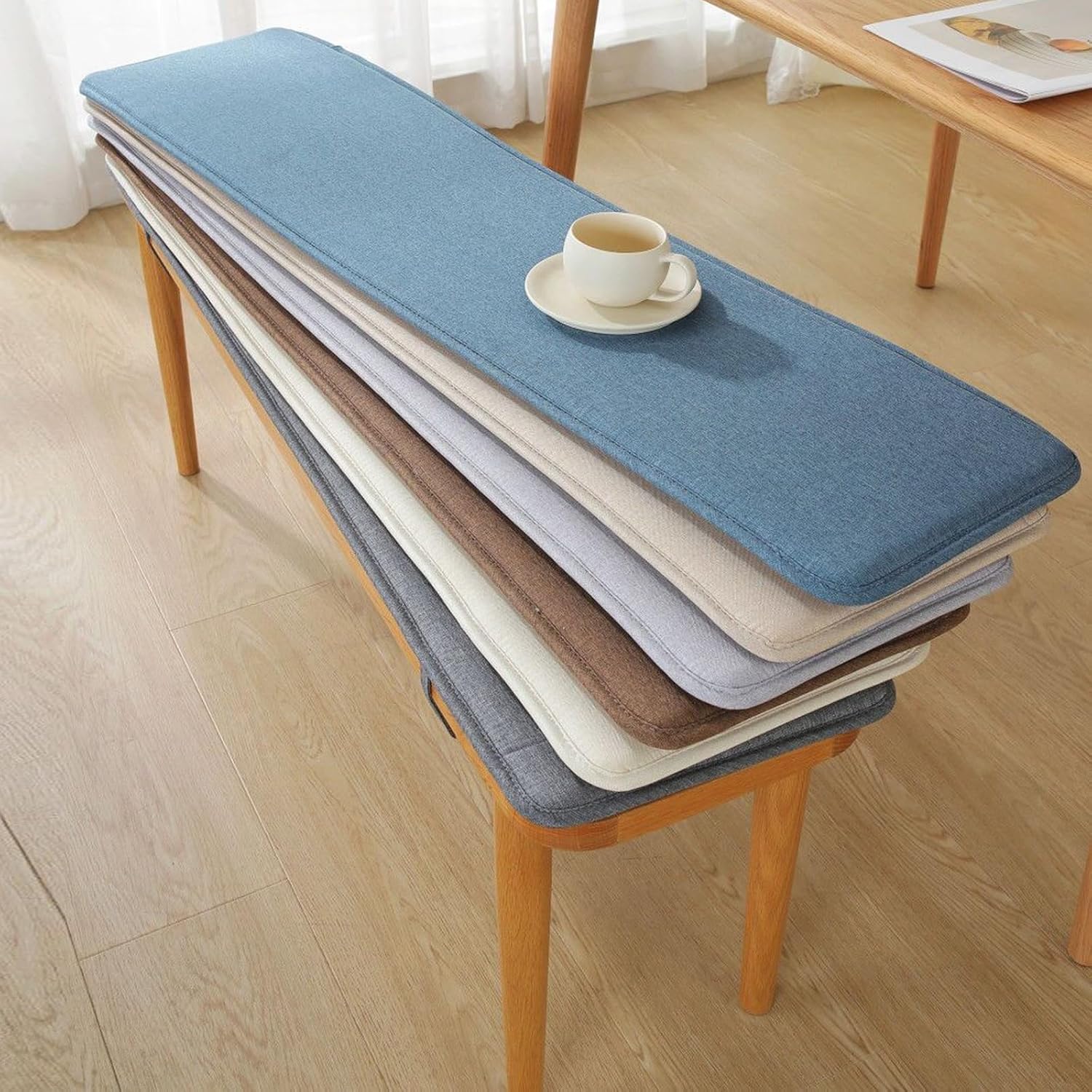 Bench Cushion for Indoor Furniture 48/40/60/54/36 x 16/18/12/14 inch Rectangular Non-Slip Outdoor Bench Cushion Pad for Deck Chair Swings Bay Window(Beige,19x51in)