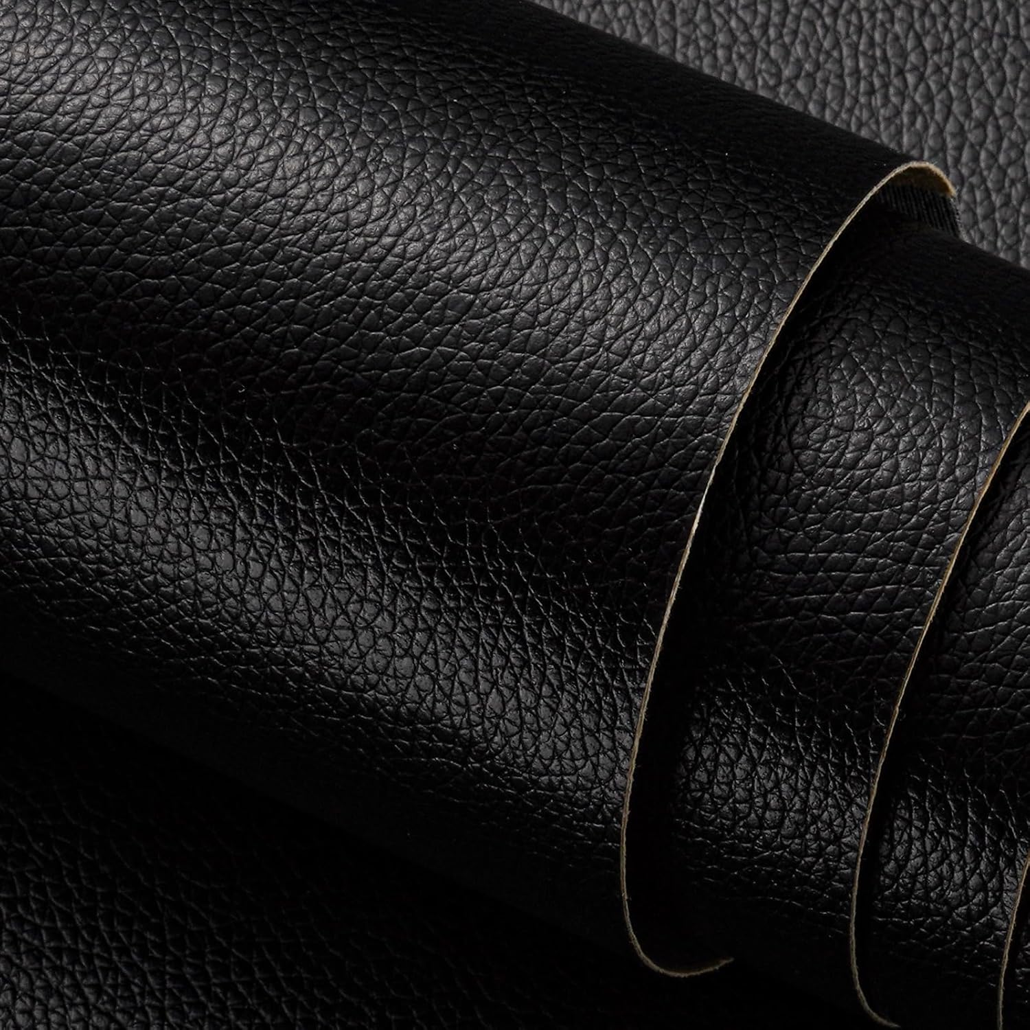 Stickyart Matte Litchi Textured Faux Leather Self Adhesive Wallpaper Black Peel and Stick Contact Paper for Countertops Cabinets Furniture Refurbishment Removable Wall Paper Easy to Clean 36"x160"