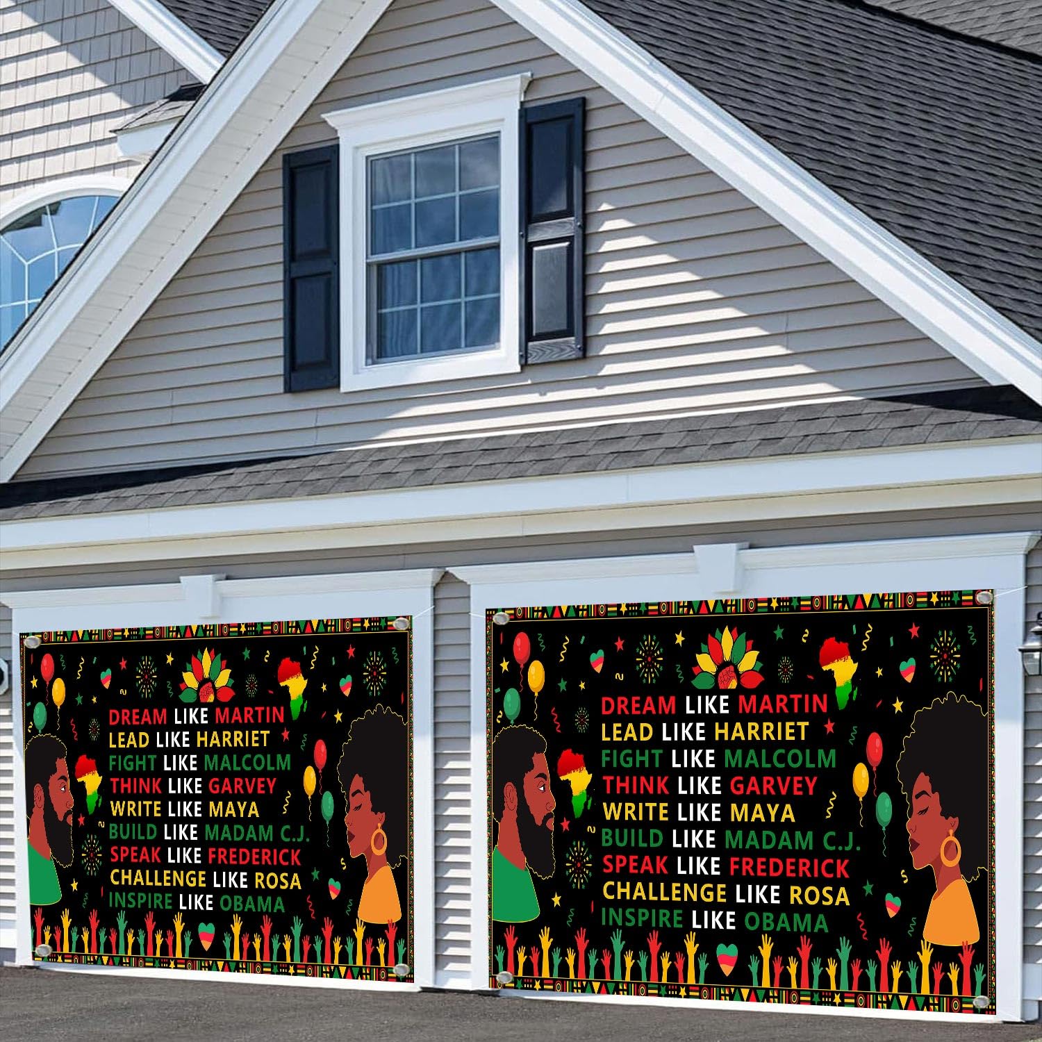 8X7FT Happy Juneteenth Garage Buddy Decorations Backdrop, 19th June 1865 African Freedom Day Garage Door Banner Cover, Black History Month Juneteenth