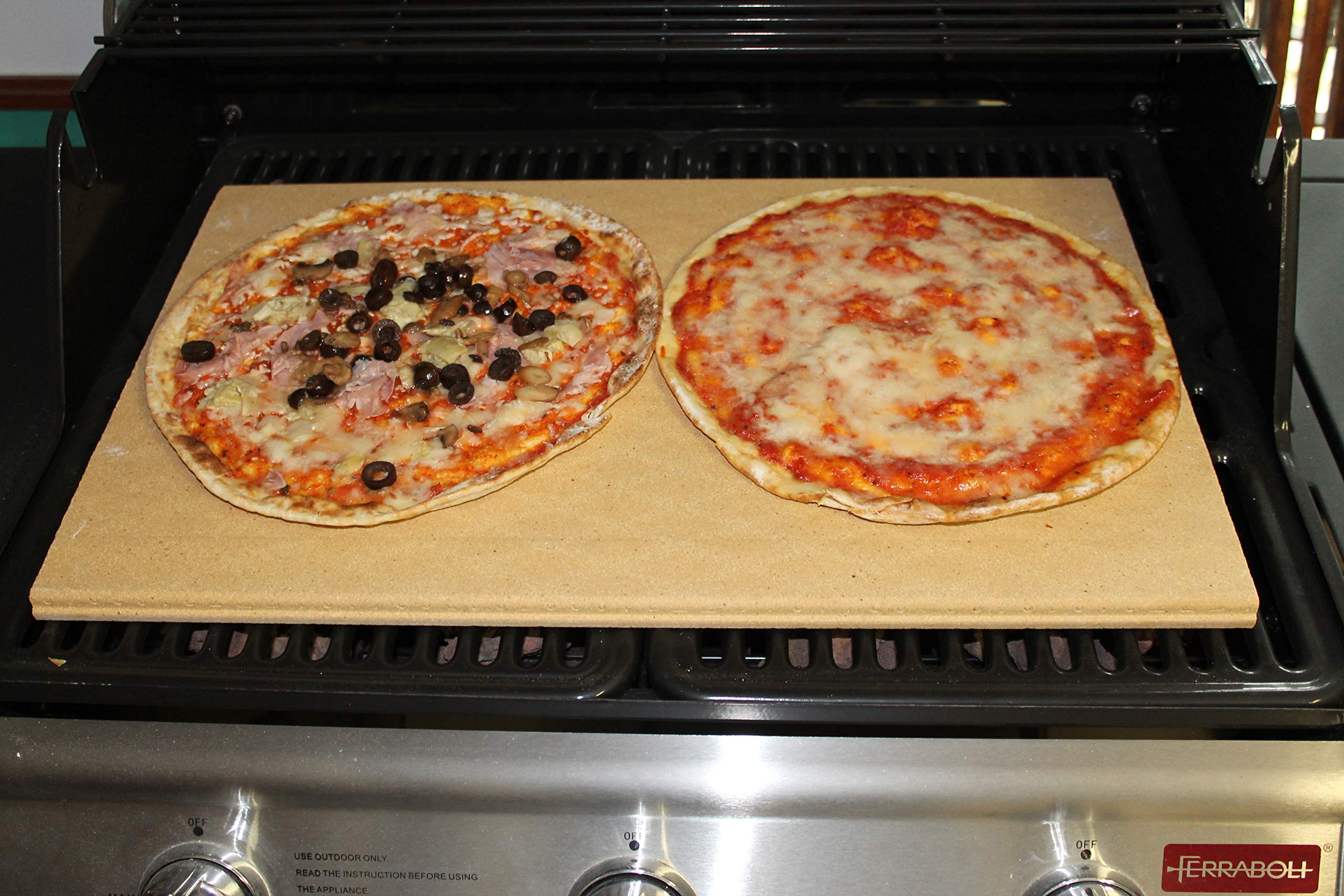 Pepita Pizza Stein Pierre de four et barbecue, grande, 356 x 570 mm avec pelle et recettes inclus, fabriquée en Italie, pour maxi pizza