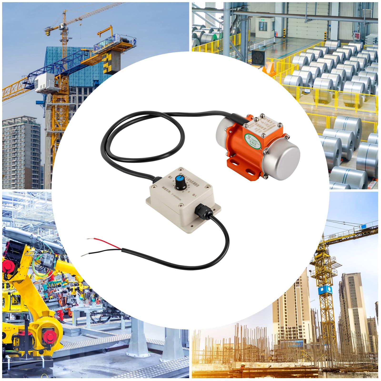 Vibrationsmotor 12V 30W 50Hz Vibration Motor, Mehrzweckmotor mit Drehzahlregler Asynchrones Vibrator elektrischer Rüttler Vibrationsmotor, Gleichstrom-Vibrationsmotorr für mechanische Geräte Concrete