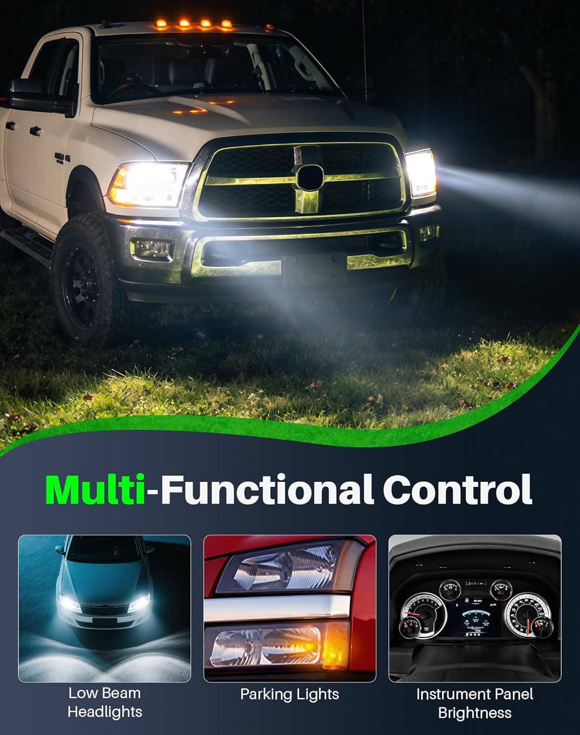 Headlight Switch Compatible with Ram 1500/2500/3500 (2014 2015 2016 2017 2018), Fog Lamp Instrument Panel Dimmer Switch, Replaces 68146507AA, 68269912AA, 6814507AA