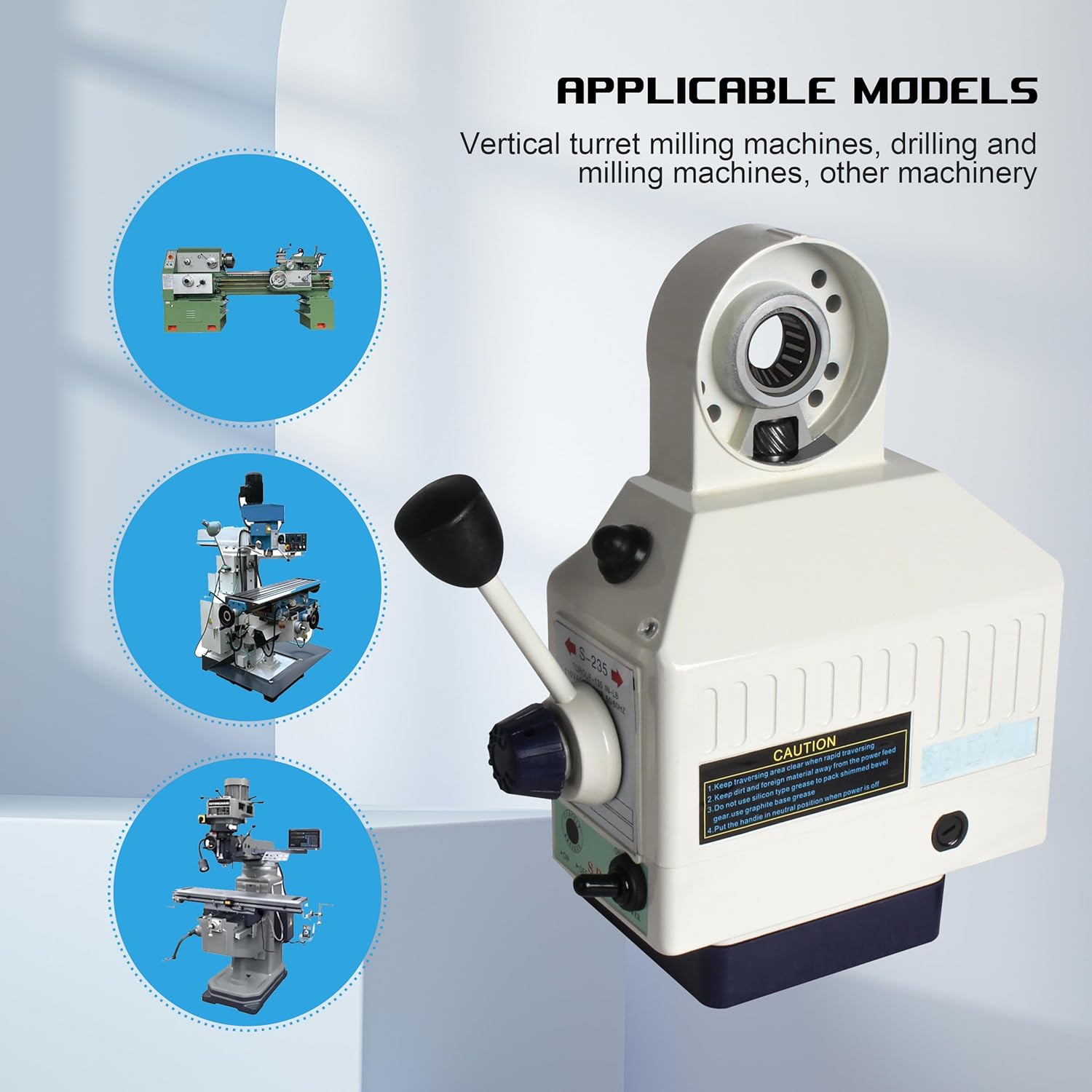 RATTMMOTOR BJS-235 Power Feed 650 in-lb Torque, 0-210RPM, 110V Milling Machine Table Power Feed Mill Feeder for Bridgeport and Some Knee Type Milling Machine (X-Axis)