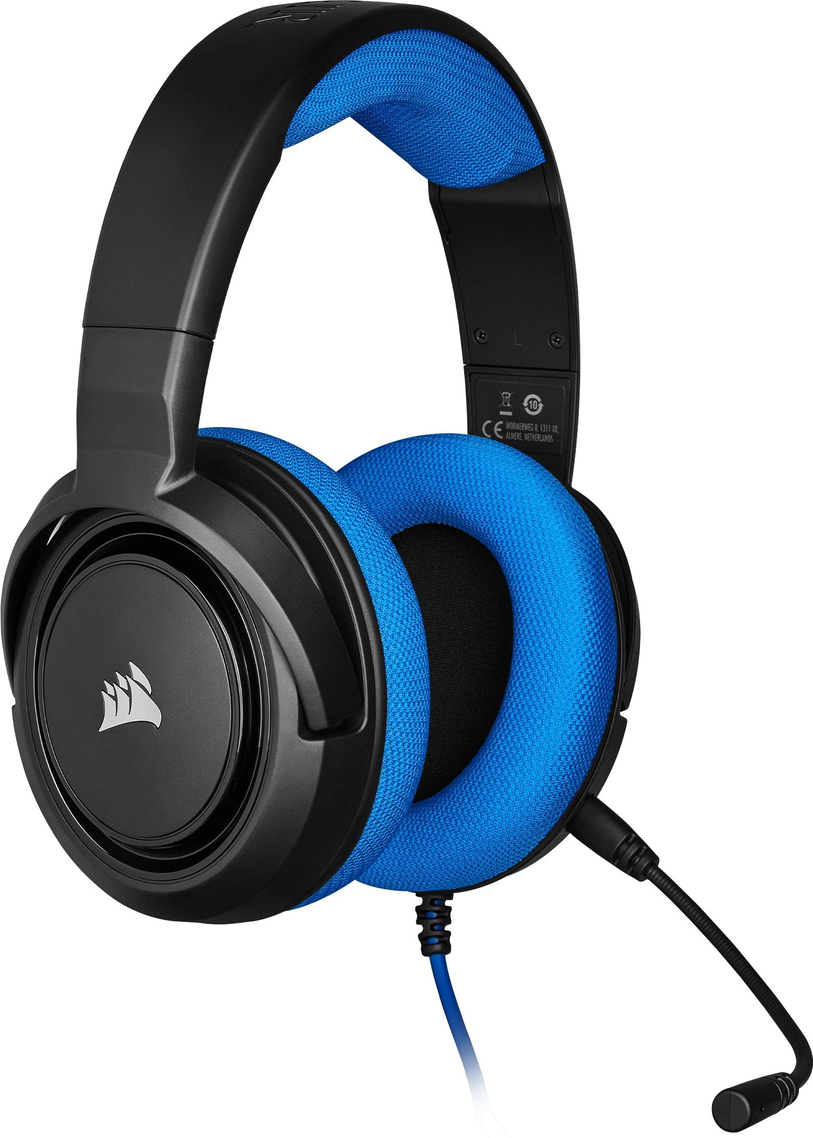CORSAIR HS35 Casque de Jeu Filaire Stéréo Léger Multiplateforme - Microphone Unidirectionnel Détachable - Membranes en Néodyme - PC, PS5, PS4, Xbox, Nintendo Switch, Mobile - Bleu