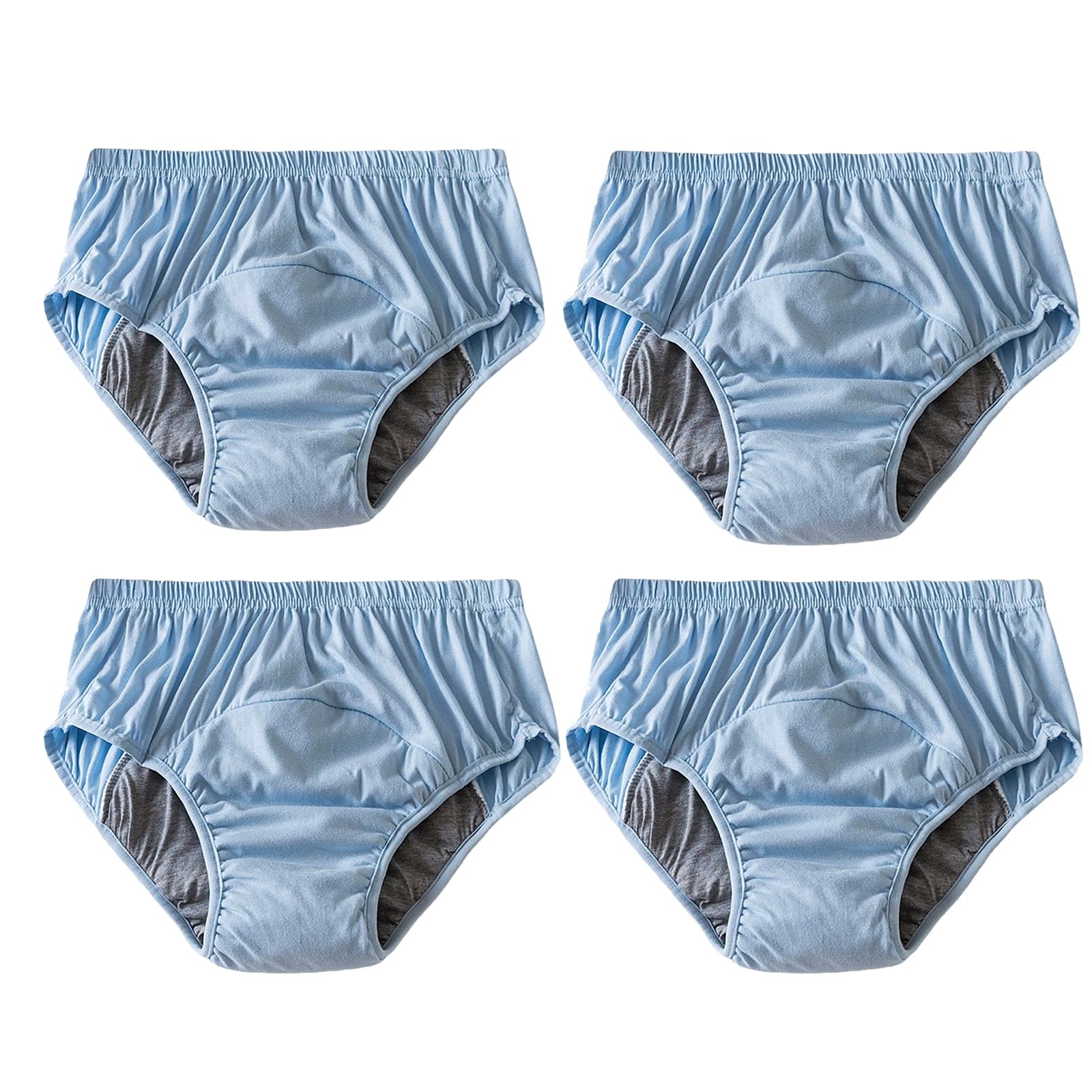 Pantalones para Incontinencia para Adultos, Absorbentes y Elásticas Pañales para Mujer100% Algodón Transpirable Lavable Reutilizable para Personas Mayores,Light Blue,3XL