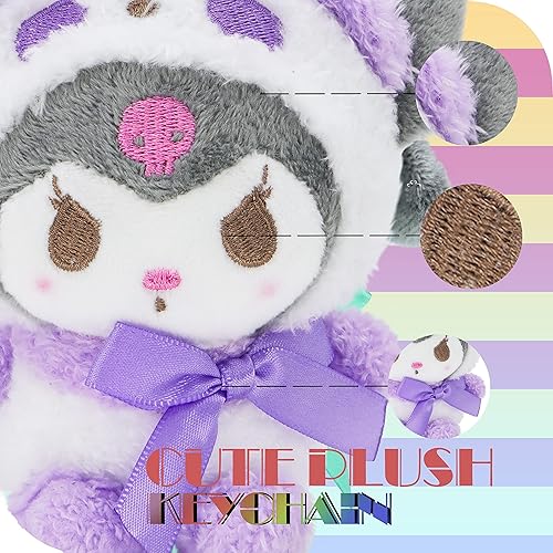 Miniatura 7 de Ahlsense Lindo llavero de felpa de 4.7 pulgadas, colgante de figura de dibujos animados, lindo llavero de felpa de anime japonés