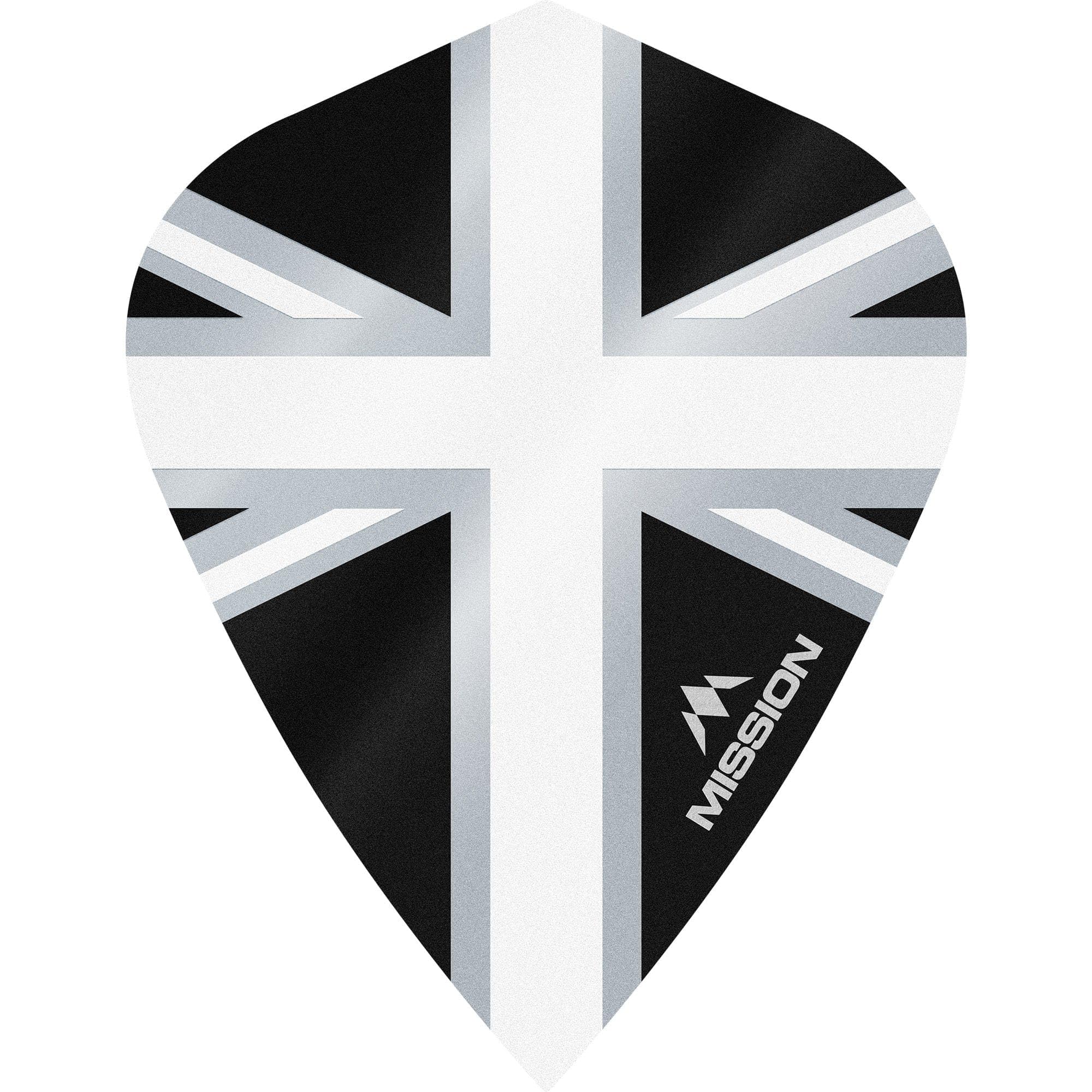Mission Darts Alliance Flights | Extra Strong Premium UV Flights | Union Jack Kite Shape 100 Micron, White, 5 Sets of 3 Flights (5xF3096)