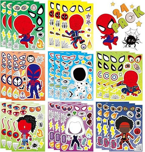 Miniatura 1 de HCNOCNB Spidey and his Amazing Friends - Calcomanías de cara para niños (24 hojas), regalos de fiesta de Spider-Man y amigos, para decoraciones de