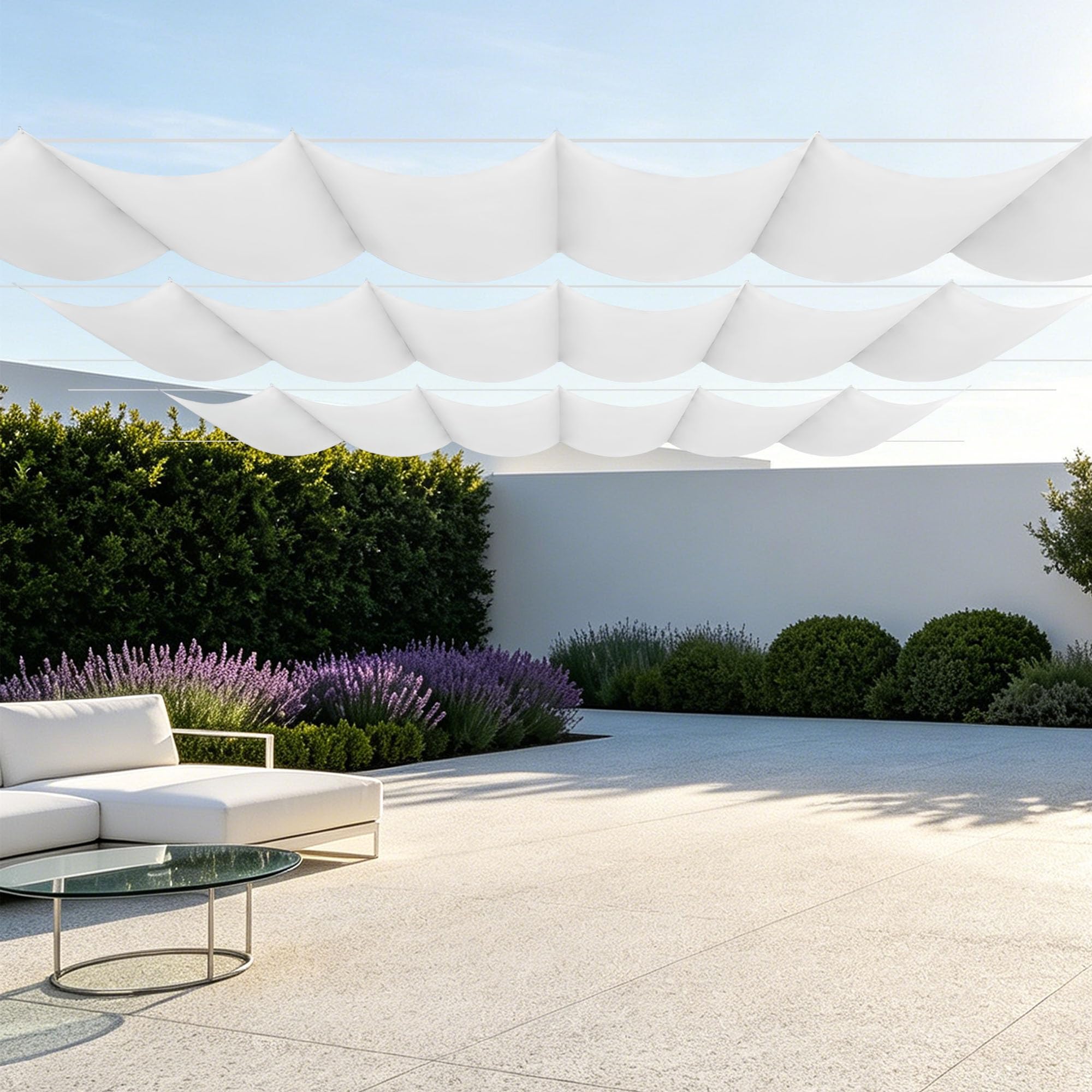 Voile d'ombrage rectangulaire 450x400 cm blanc avec œillets pour terrasse
