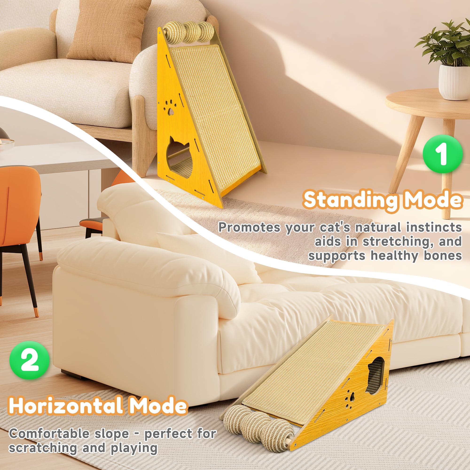 Rascador para Gatos – Versátil rascador Gato de Madera Maciza con Poste de sisal, Ideal como rascadores de Gatos o Accesorios para Gatos