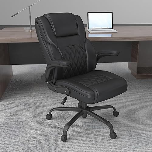 Miniatura 8 de AnyGod Silla de oficina ejecutiva, cómodas sillas ergonómicas de escritorio para computadora con reposabrazos abatibles, soporte lumbar, respaldo